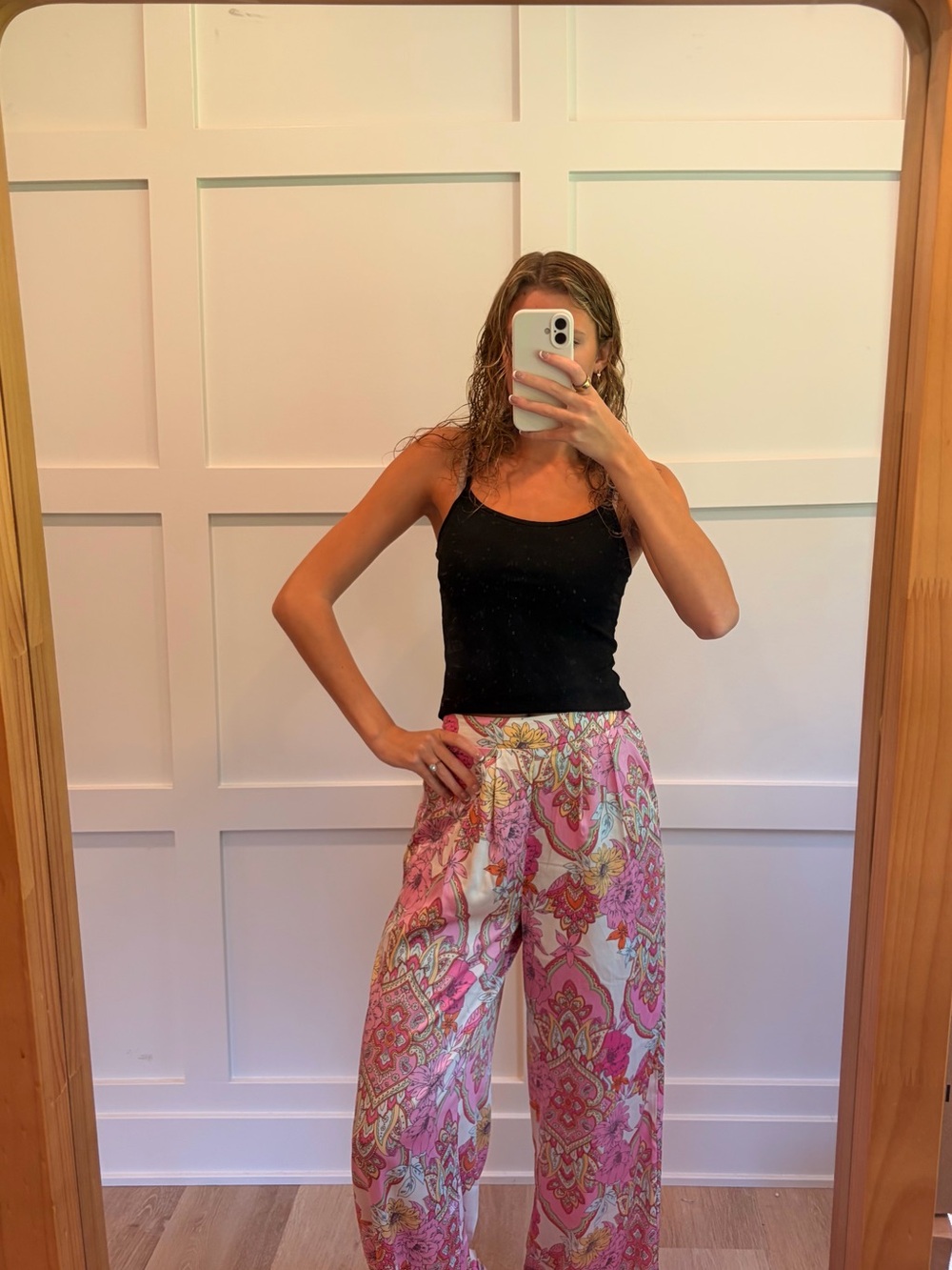 Wide-Leg Pink Paisley Palazzo Pants